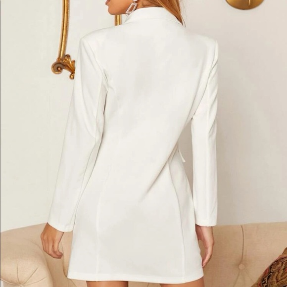 White Single Breasted Blazer Dress - Picture 5 of 6